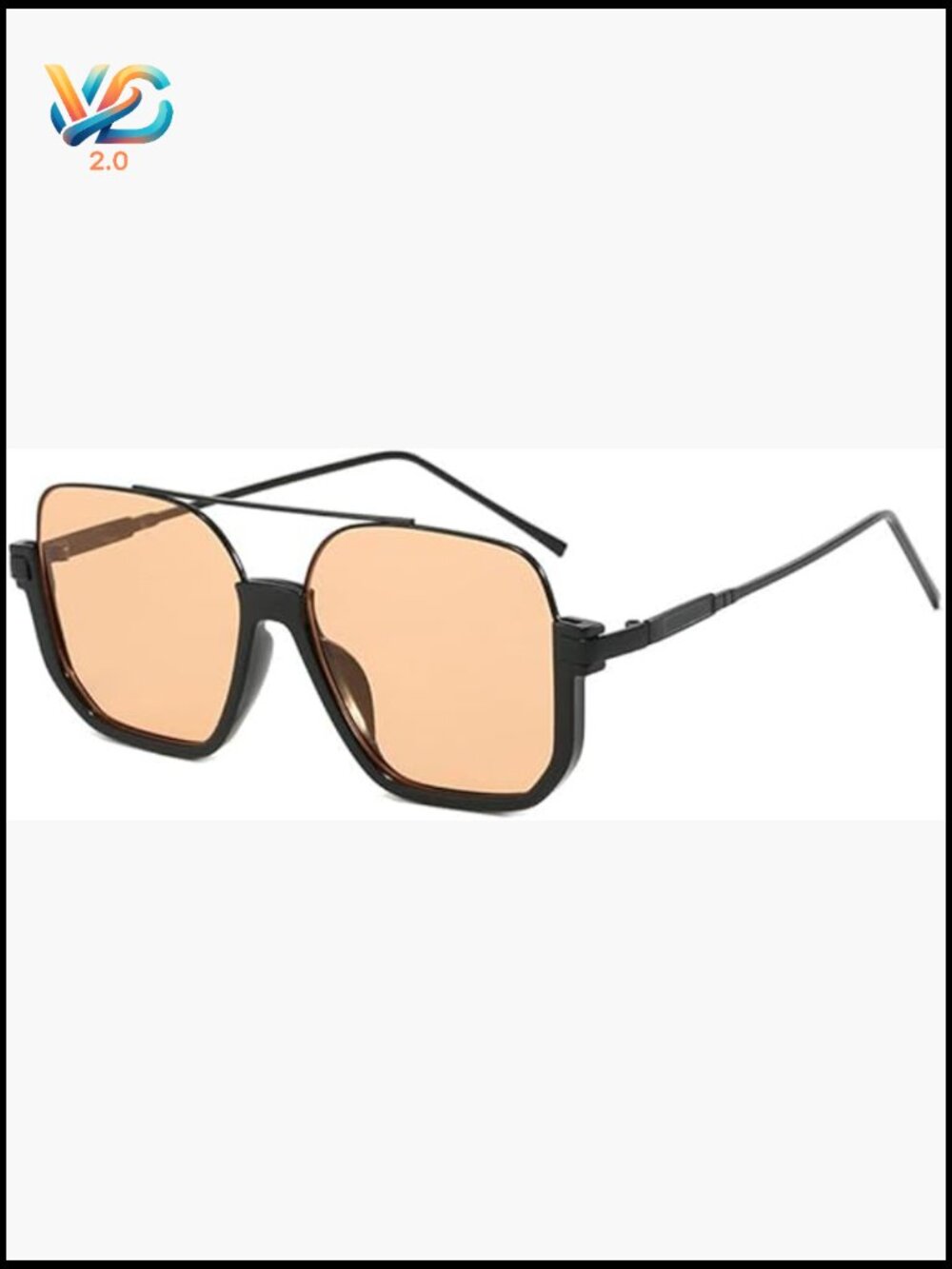 Oversized Square Aviator Sunglasses Retro Y2K Shades Semi-Rimless